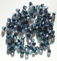 100 4mm Faceted Light Sapphire Azuro Firepolish Beads